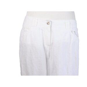 Gerry Weber Edition Women 10R White Linen Chino Crop Pants Straight Leg Mid Rise